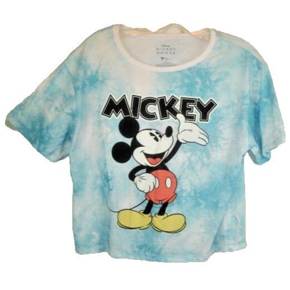 Womens Disney SS Crop Top T-Shirt w Mickey Mouse Graphics sz Lg